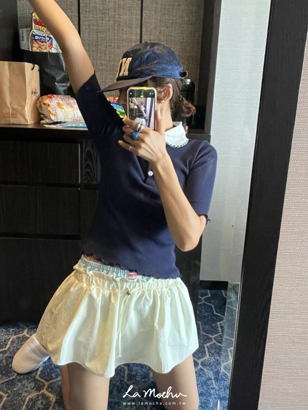 褲頭拼接雙色褲裙